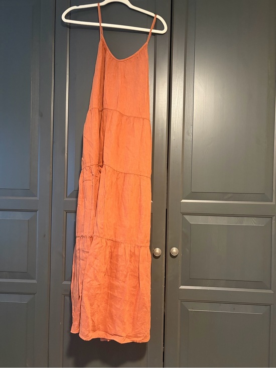 Left On Friday Dresses & Skirts - Tiered Spaghetti Strap Maxi Dress - Rust Orange